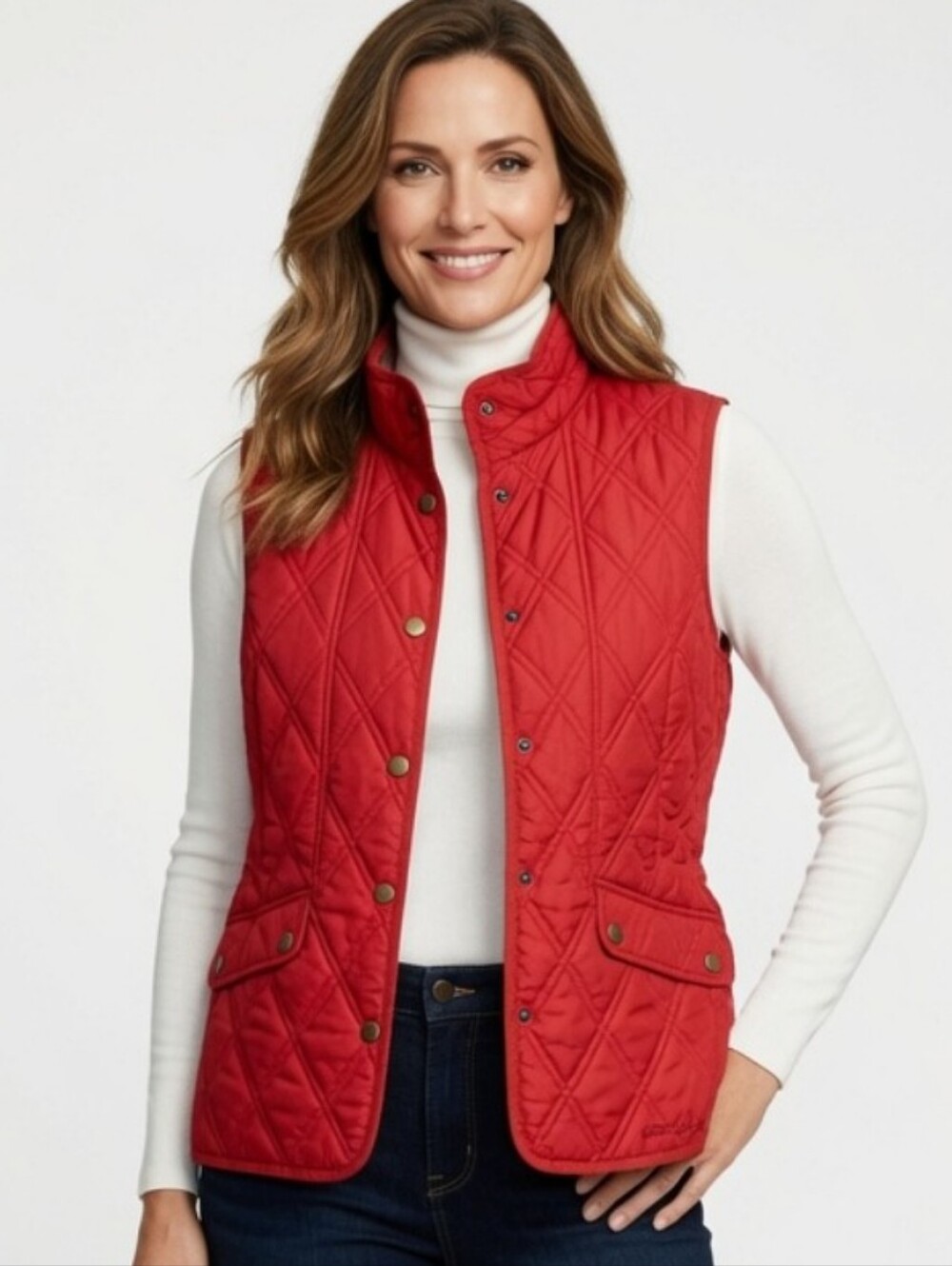 Eddie Bauer Women's Quilted Reddish Orange Vest (Size: Large)